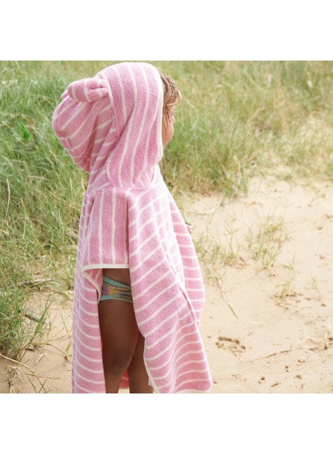 Sunnylife Kids Hooded Towel for Toddlers – Cotton Candy Pink Stripe, Soft & Absorbent Bath, Beach & Swimming Towel for Girls & Boys - Image 2